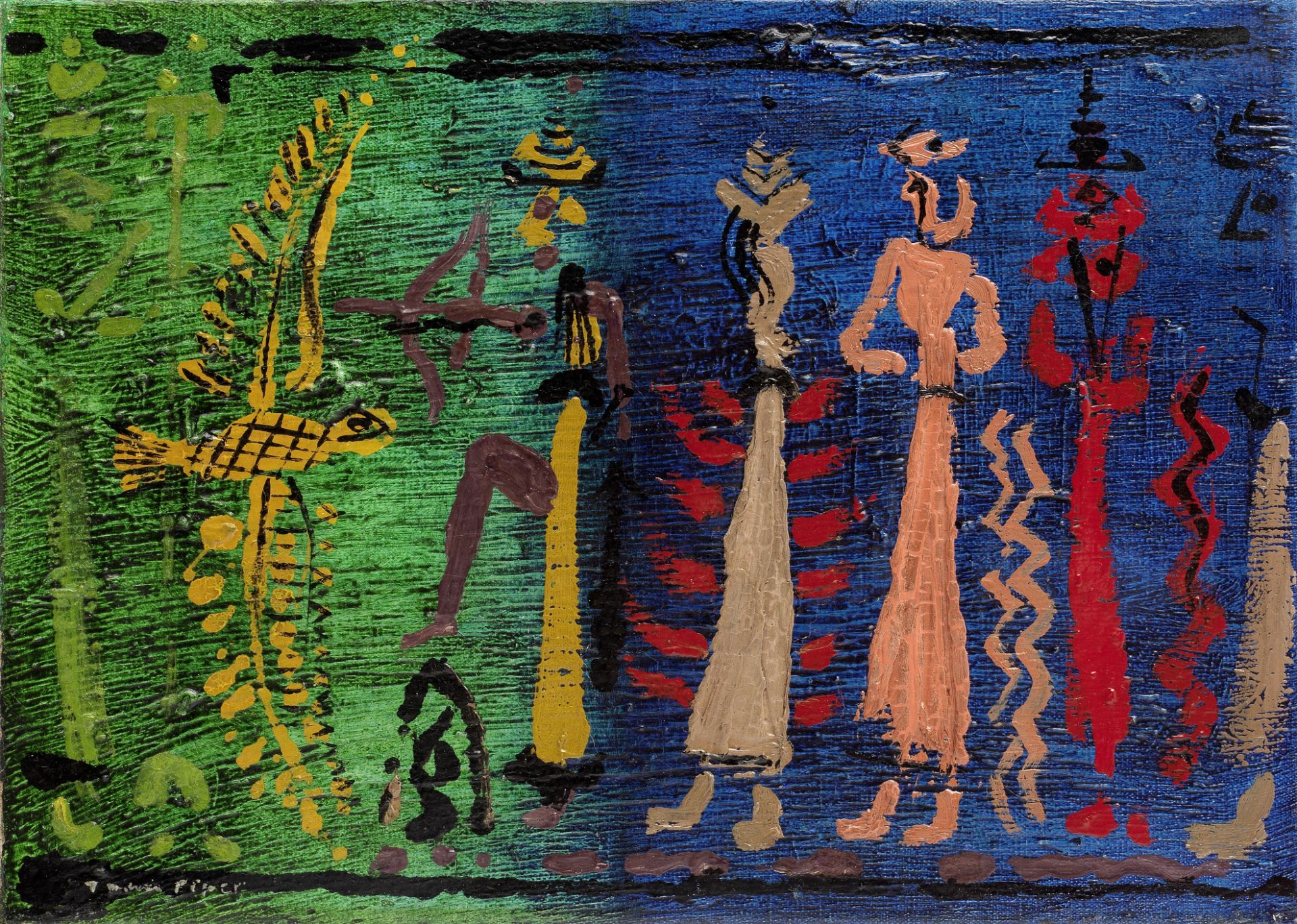 John Piper C.H. (British, 1903-1992) Figures from a Cretan Seal 25.4 x 35.6 cm. (10 x 14 in.) (Pa...