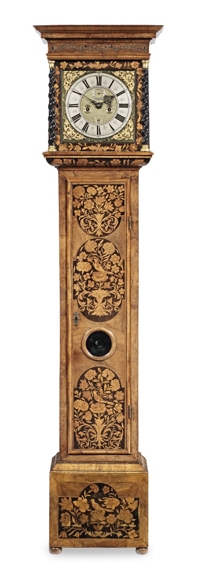 A late 17th century walnut marquetry longcase clock by a Tompion apprentice Robert Pattison, Gree...