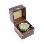 An early 20th century eight day brass-bound mahogany marine chronometer Dent, Maker to the KING, ...