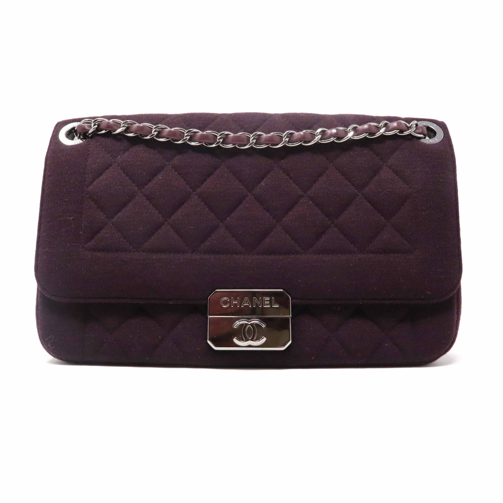 Burgundy Jersey Chic With Me Medium Flap Bag, Chanel, c. 2014-15, (Includes serial sticker and du...