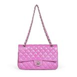 Hot Pink Lambskin Double Flap Bag, Chanel, c. 2010-11, (Includes serial sticker )