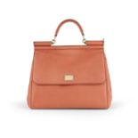 Coral Leather Large Sicily Bag, Dolce and Gabbana,