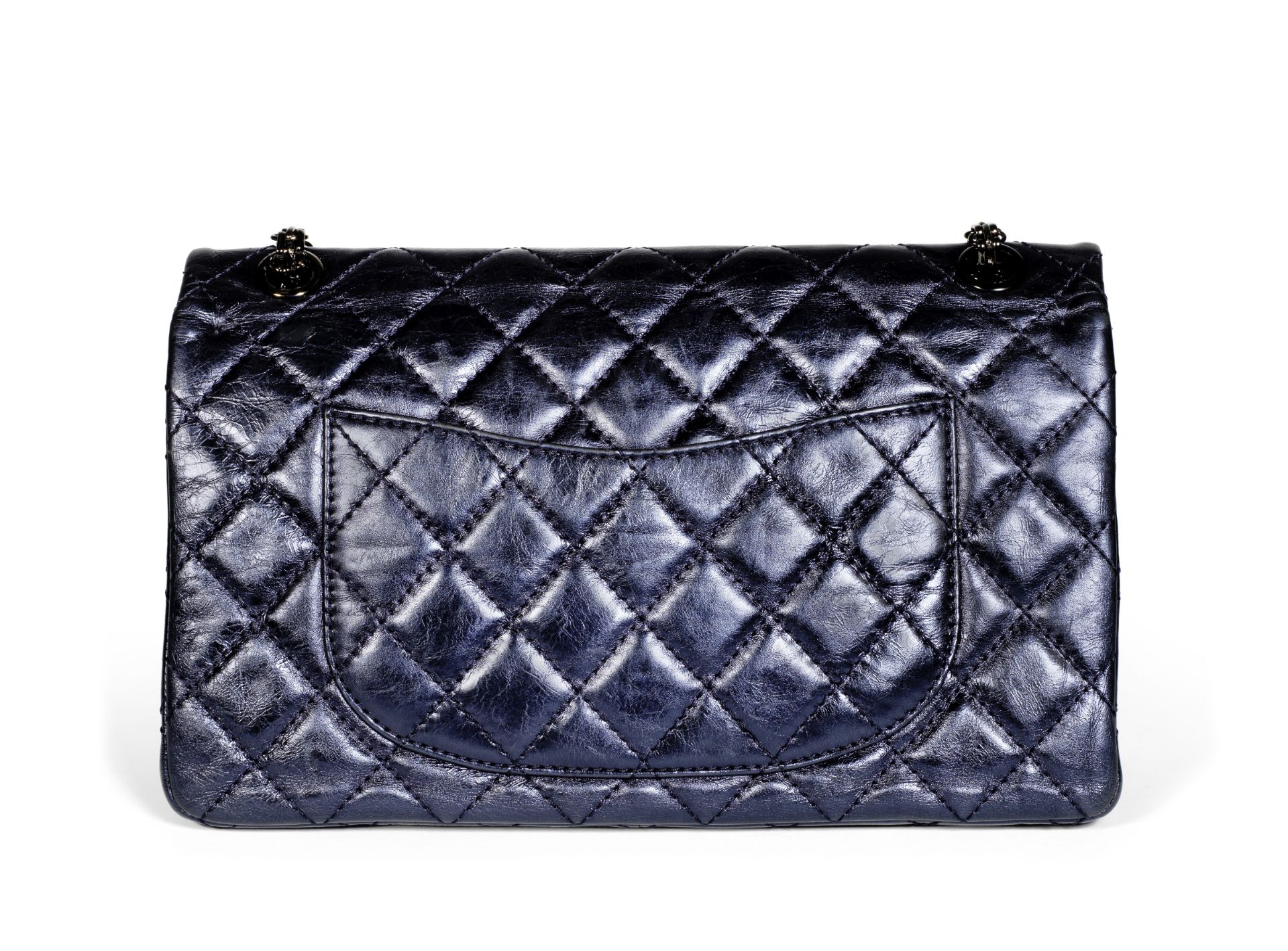 Metallic Blue Reissue 277 Double Flap Bag, Chanel, c. 2008-09, (Includes serial sticker and authe... - Image 2 of 2