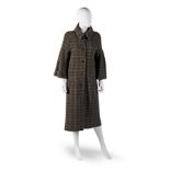 Dark Green Checked Wool Long Coat, Christian Dior, 2000s,