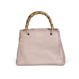 Dusky Pink Leather Small Shopping Bamboo Tote, Gucci, (Includes detachable shoulder strap)