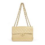 Beige Lambskin Jumbo Flap Bag, Chanel, c. 2000-02, (Includes serial sticker)