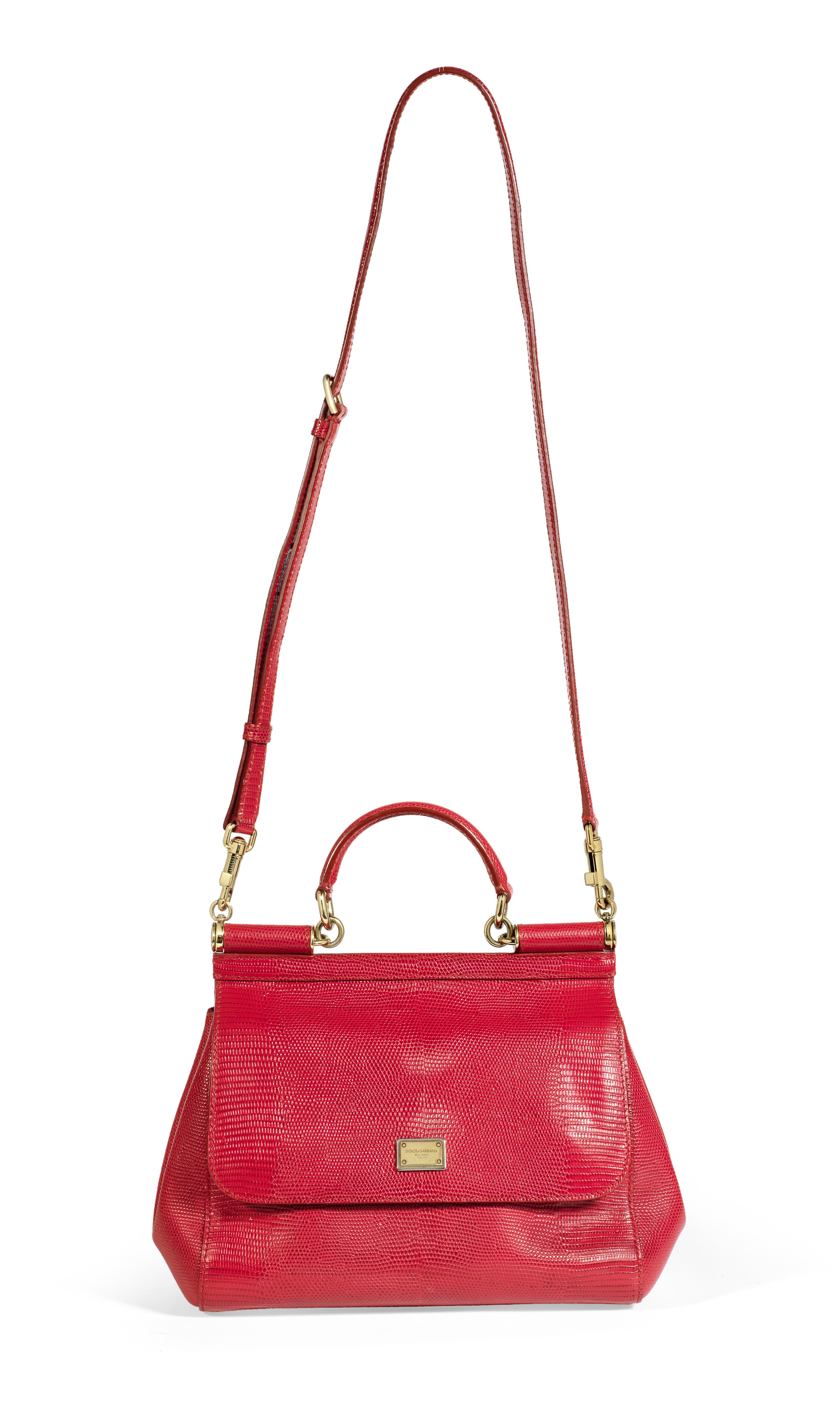 Red Lizard Effect Medium Miss Sicily Bag, Dolce and Gabbana,