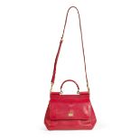 Red Lizard Effect Medium Miss Sicily Bag, Dolce and Gabbana,