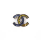Blue and Yellow CC Brooch, Chanel, Autumn 2017,