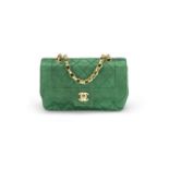 Emerald Green Satin Mini Flap Bag, Chanel, c. 1989-91, (Includes serial sticker)