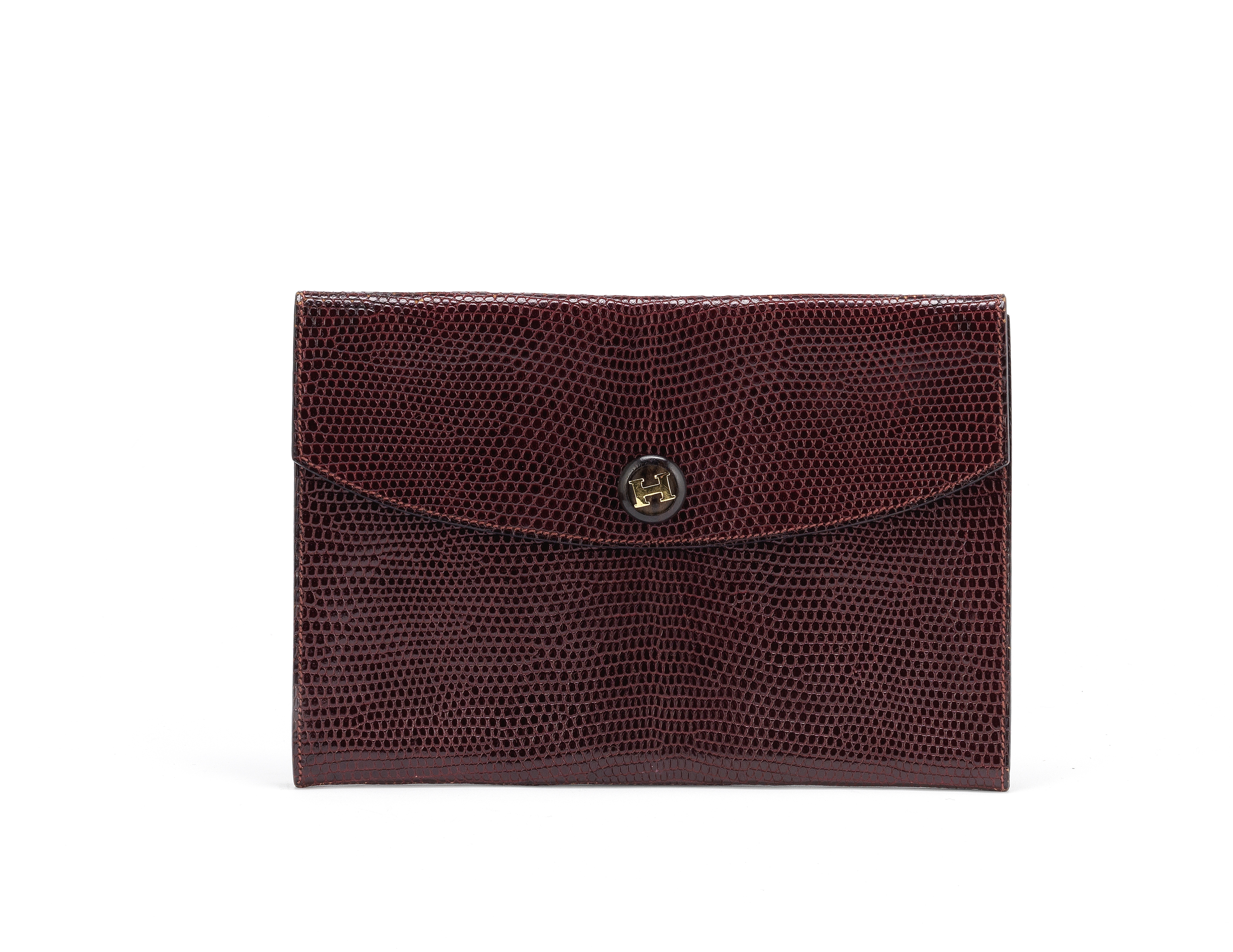 Rouge H Lizard Rio Clutch, Hermès, 1970's, (Includes dust bag)