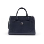 Navy Blue Caviar Large Executive Neo Tote, Chanel, c. 2017, (Includes shoulder strap, serial stic...