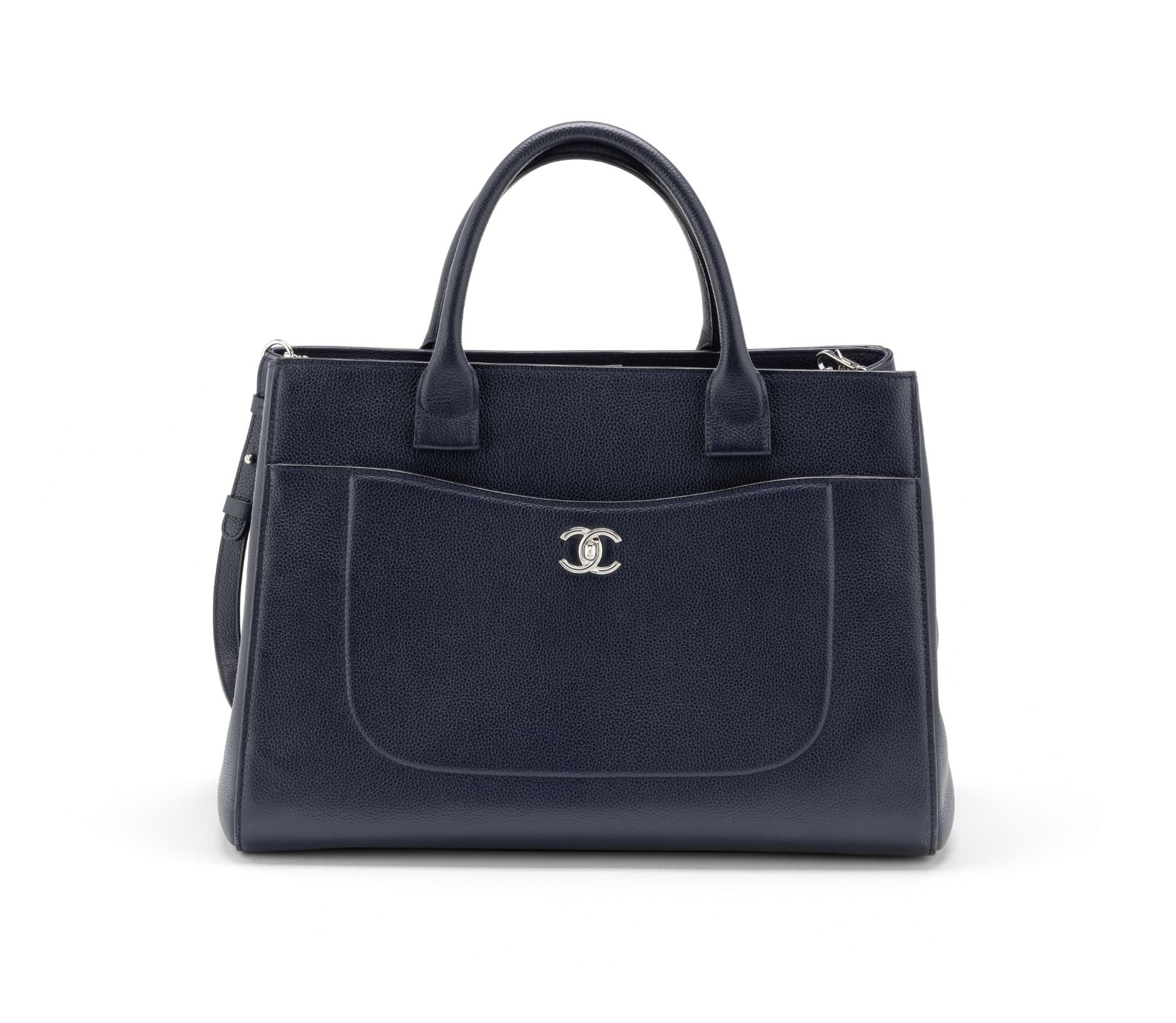 Navy Blue Caviar Large Executive Neo Tote, Chanel, c. 2017, (Includes shoulder strap, serial stic...