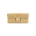 Beige East West Chocolate Bar Flap Bag, Chanel, c. 2002-03, (Includes serial sticker, authenticit...