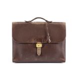 Brown Togo Sac a Depeche 40 Briefcase, Hermes, c. 1998, (Includes keys and choche)