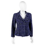 Royal Blue and Black Tweed Jacket, Chanel, 2010s,