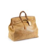 Tan Leather HAC Birkin 50, Hermes, 1940s, (Includes later key, cloche and luggage tag)