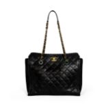 Black Whipstitch Tote, Chanel, c. 2014-15, (Includes serial sticker, authenticity card and pocket...