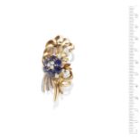 A sapphire and diamond flower brooch, by Patek Philippe,