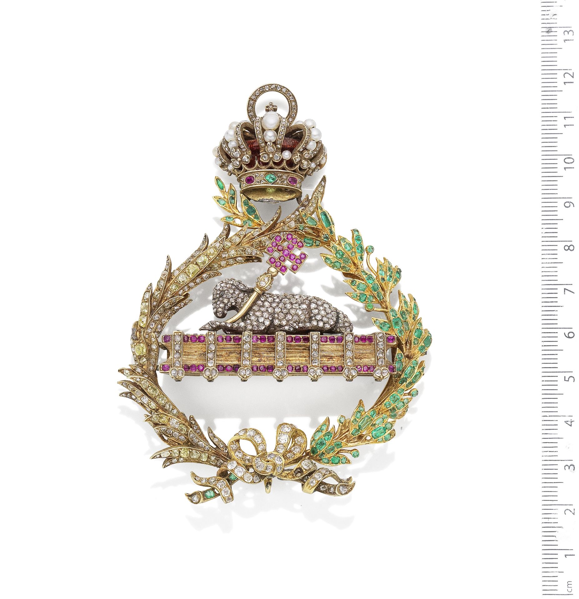 A 19th century gold and gem-set Agnus Dei reliquary pendant