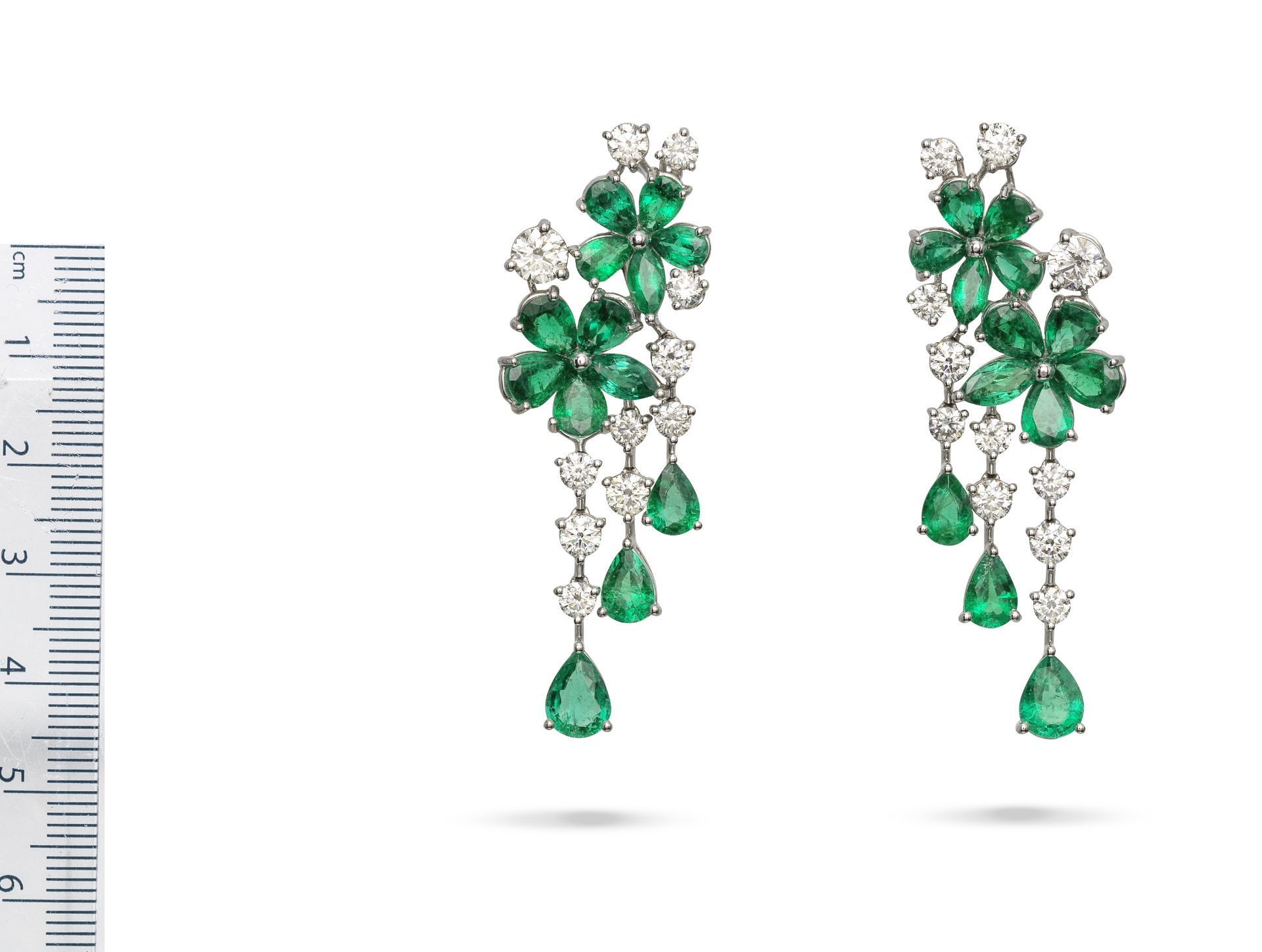 A pair of emerald and diamond 'Double Flower Carissa' earrings, by Graff