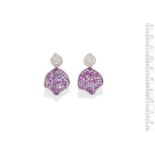 A PAIR OF PINK SAPPHIRE AND TOURMALINE DIAMOND EARRINGS, BY MARGHERITA BURGENER