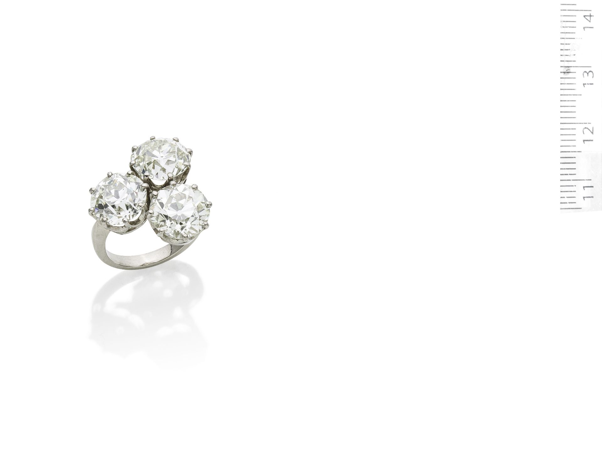 A diamond three-stone ring,