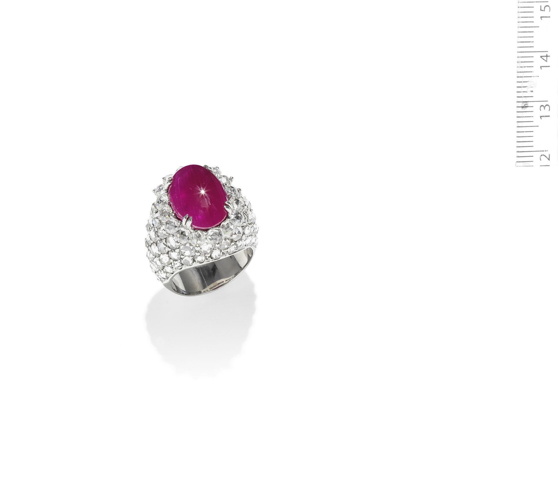 A ruby and diamond dress ring