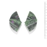 A pair of limited edition ruby zoisite 'Fan' earclips, by JAR