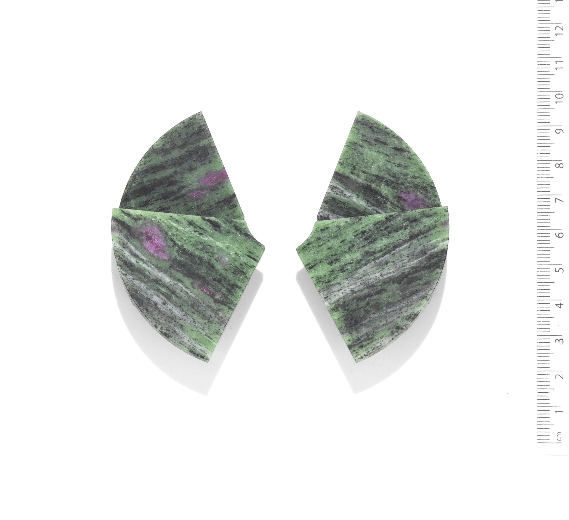 A pair of limited edition ruby zoisite 'Fan' earclips, by JAR