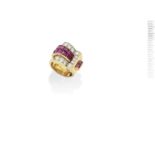 A ruby and diamond dress ring, by Boucheron,