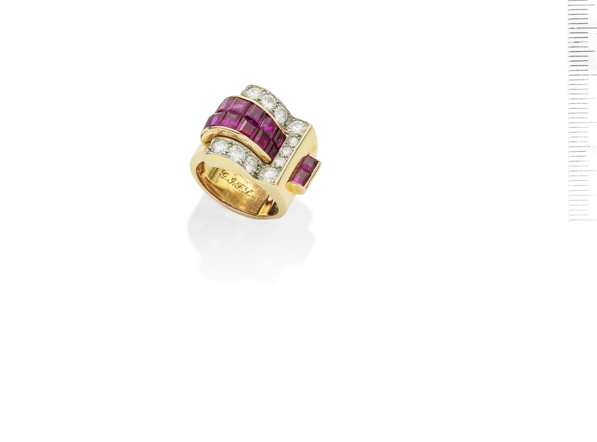 A ruby and diamond dress ring, by Boucheron,