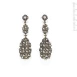 A pair of pearl and diamond pendent earrings, probably by Buccellati,