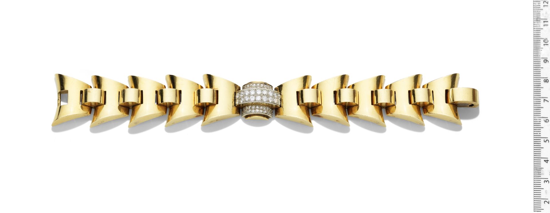 A gold and diamond bracelet, by Boucheron,