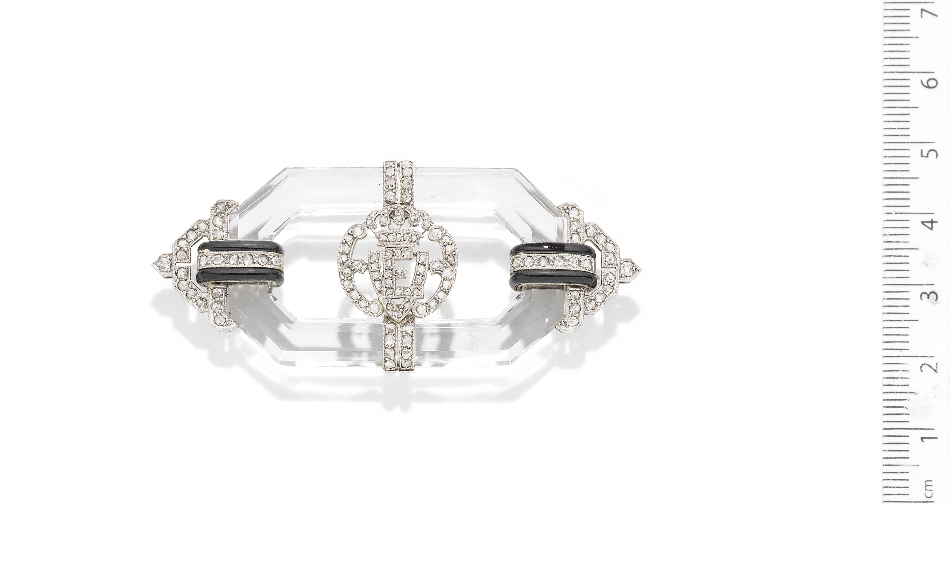 An Art Deco rock crystal and diamond brooch,