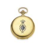 Patek Philippe. A fine 18k gold keyless wind half hunter pocket watch Retailed by Musy Padre e Fi...