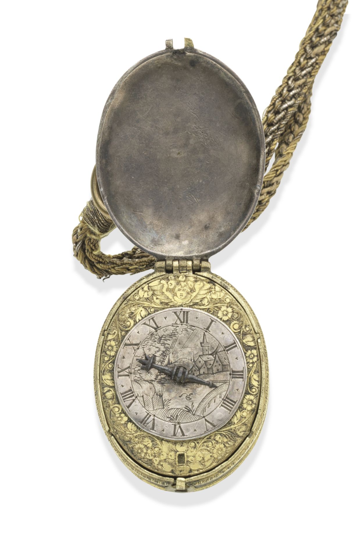 G. Martinot, London. An fine and rare early silver and silver gilt pre-balance spring key wind ov...