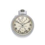 Hamilton Watch Co, Lancaster, PA., USA. A chrome plated military keyless wind open face deck watc...