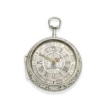 Louis Prevost. A silver key wind pair case quarter repeating pocket watch with centrepiece commem...