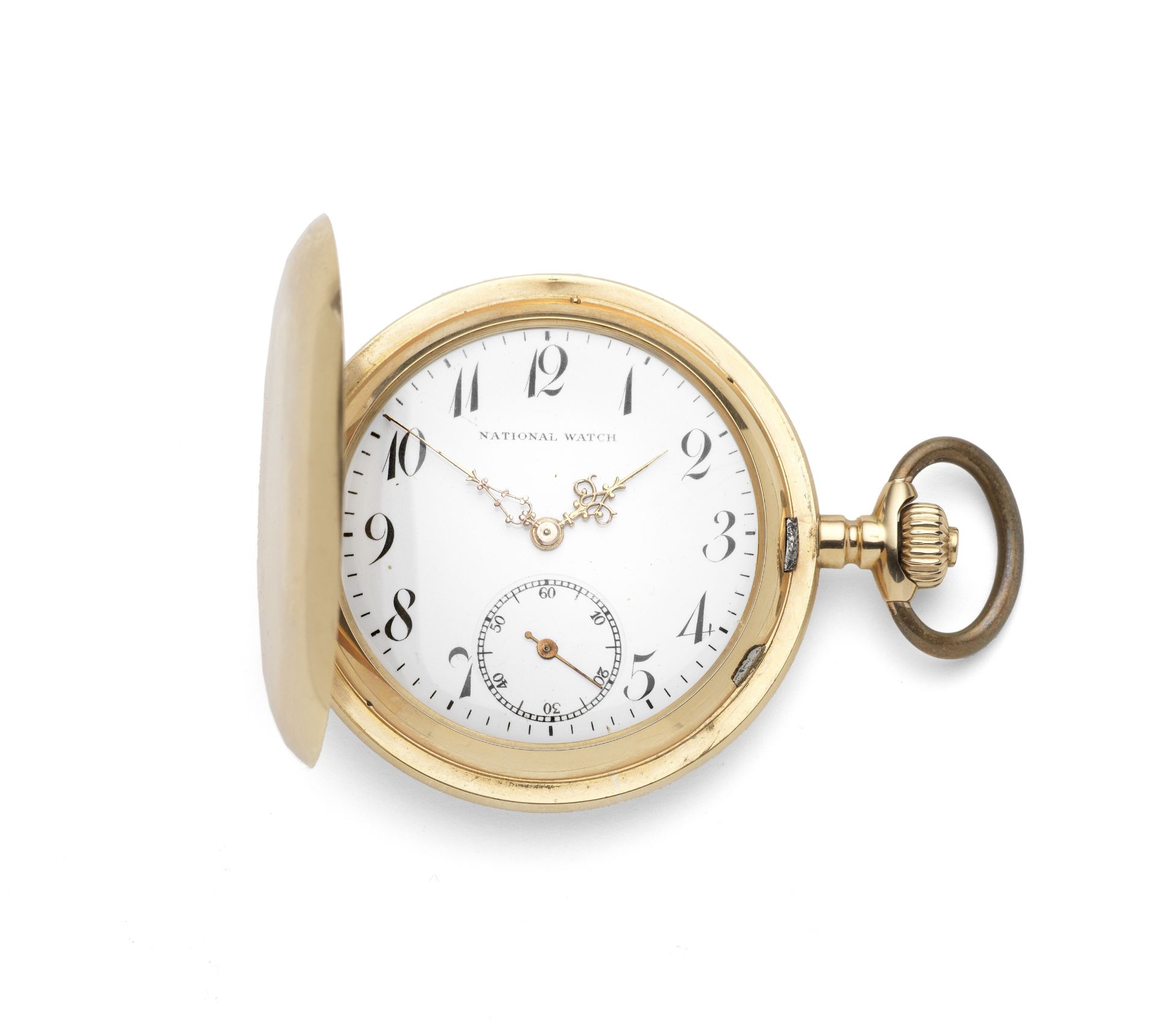 National Watch. An 18K gold keyless wind full hunter pocket watch Circa 1900