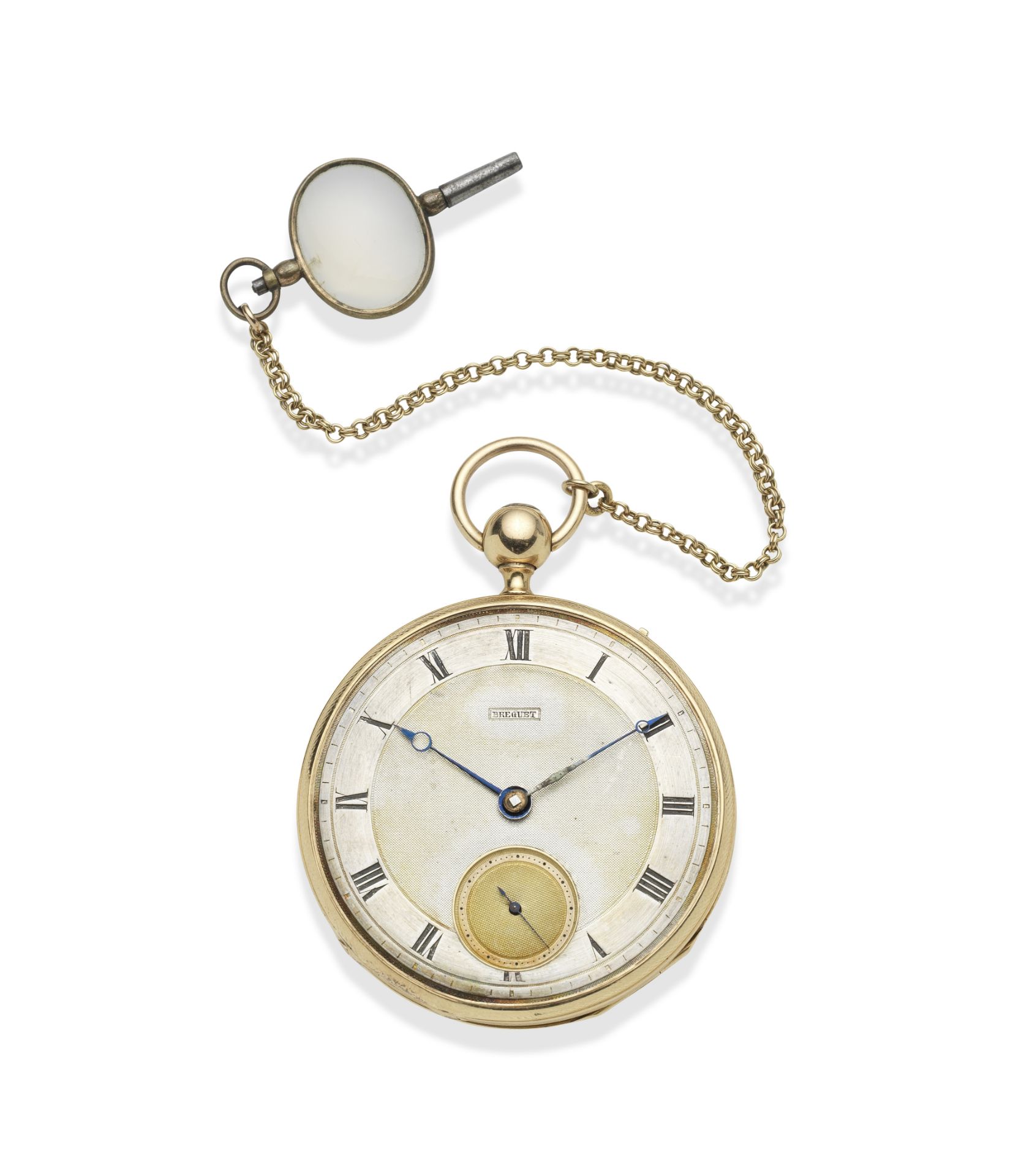 Breguet. An 18K gold key wind open face quarter repeating pocket watch Circa 1820