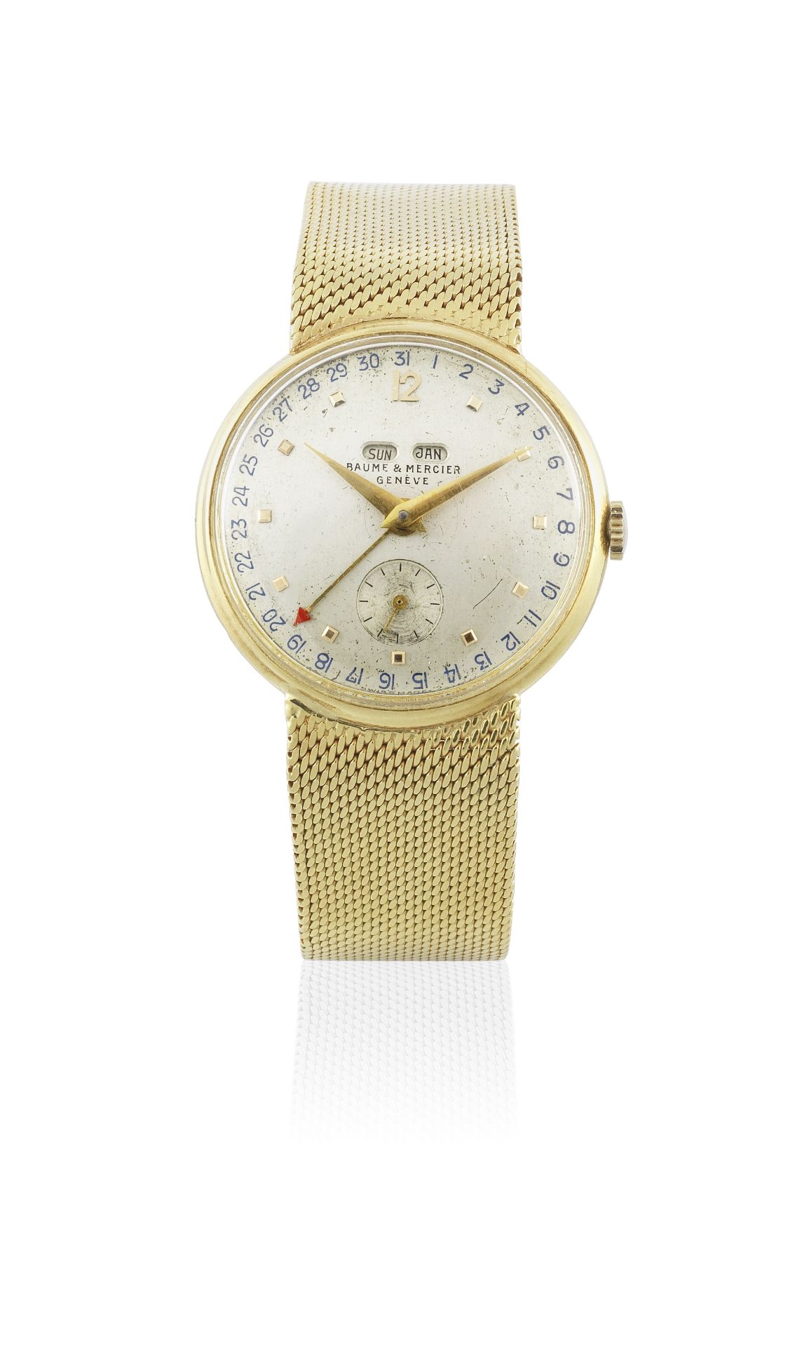 Baume & Mercier. An 18K gold manual wind triple calendar bracelet watch Ref: 3906, Circa 1950