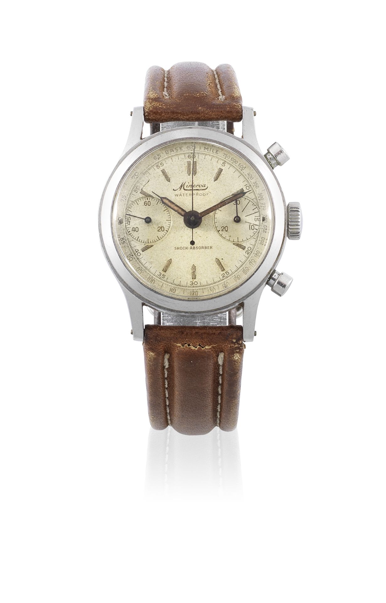 Minerva. A stainless steel manual wind chronograph wristwatch Ref: 1335, Circa 1960