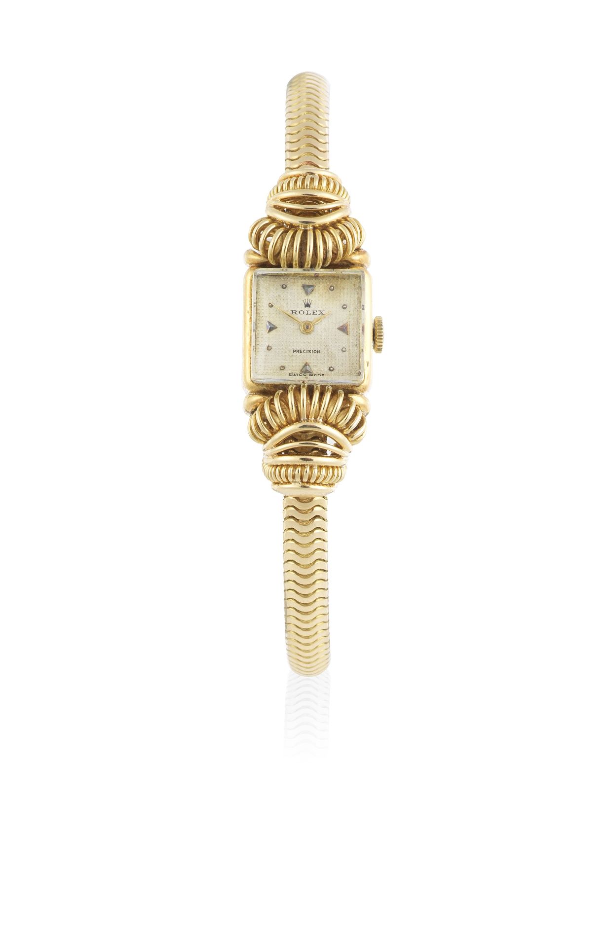 Rolex. A lady's 18K gold manual wind square bracelet watch Precision, Ref: 8219, Circa 1960