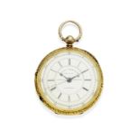 John Lecomber, London & Liverpool. An 18K gold key wind open face pocket watch with start/stop se...