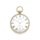 George Moore, St. John's Square, London. An 18K gold key wind open face pocket watch London Hallm...