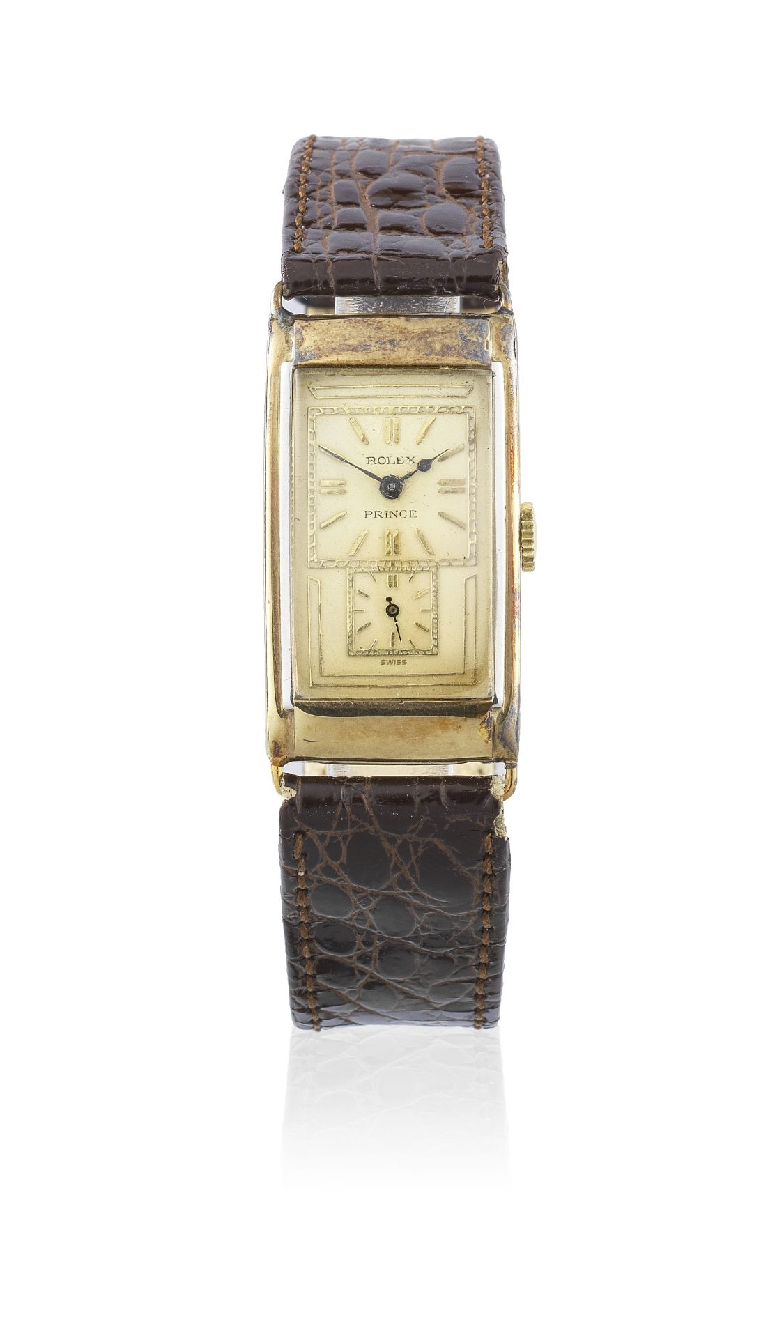 Rolex. A fine 18K gold manual wind rectangular wristwatch Prince, Ref: 1599, Circa 1930