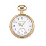 Vacheron & Constantin. A 14K gold keyless wind open face pocket watch Circa 1912