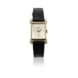 Longines. A 14K gold manual wind rectangular wristwatch with faceted lugs Circa 1950