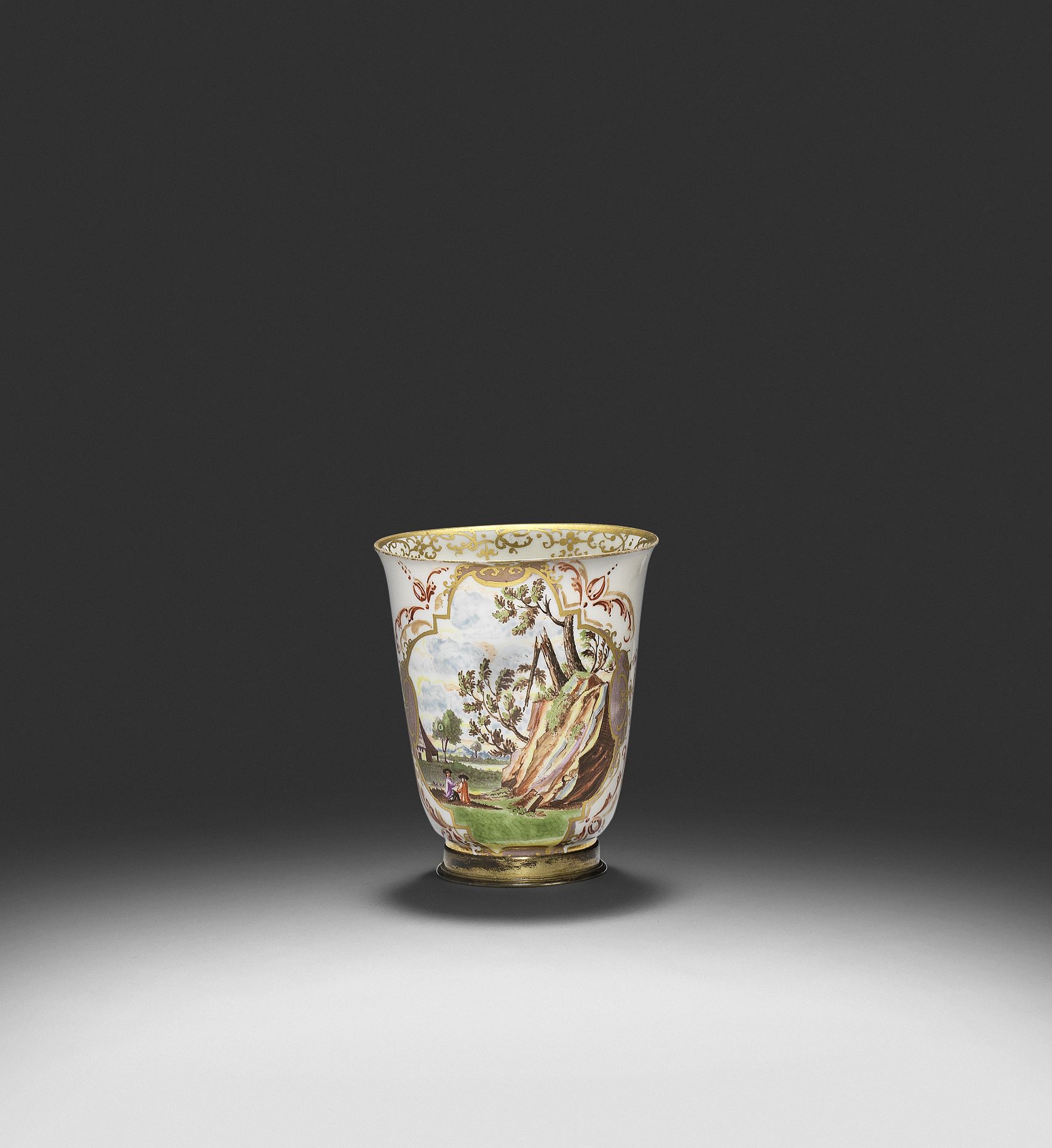 A Meissen silver-gilt-mounted beaker, circa 1723